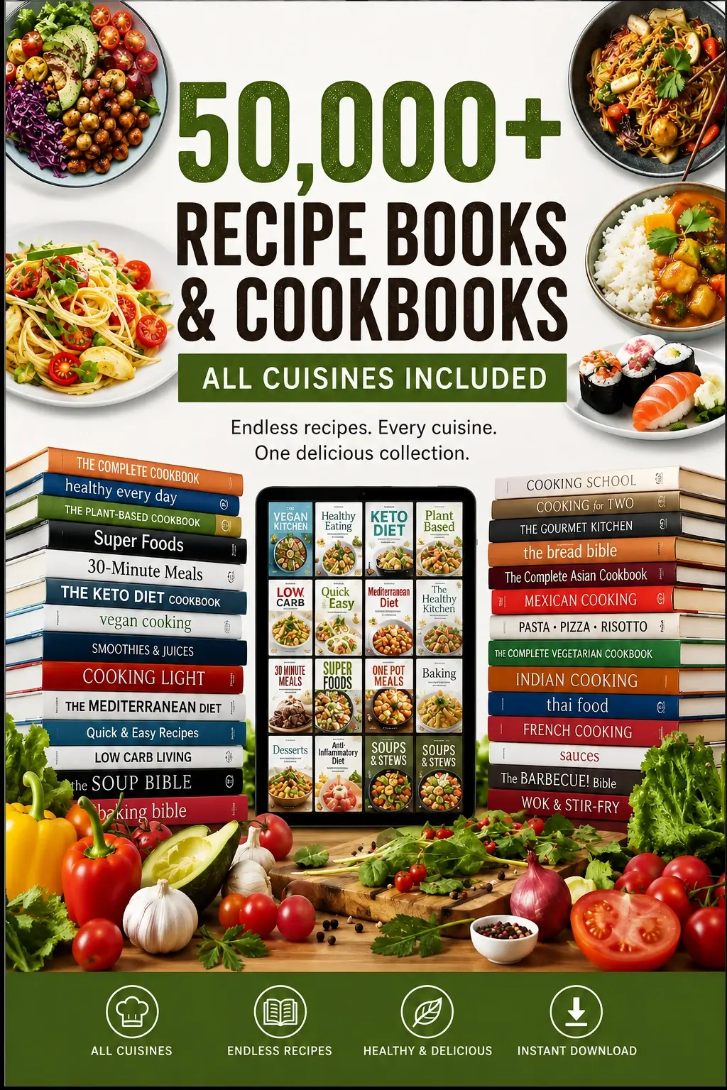 50,000+ Recipes & Cookbooks Bundle